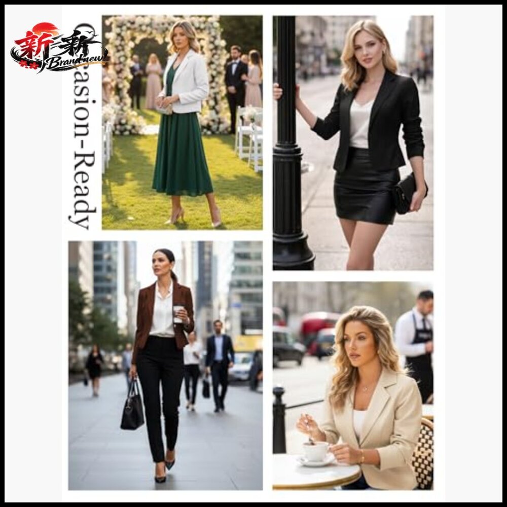 Cropped Blazer, Lightweight Fully Lined, Notch La… - image 2